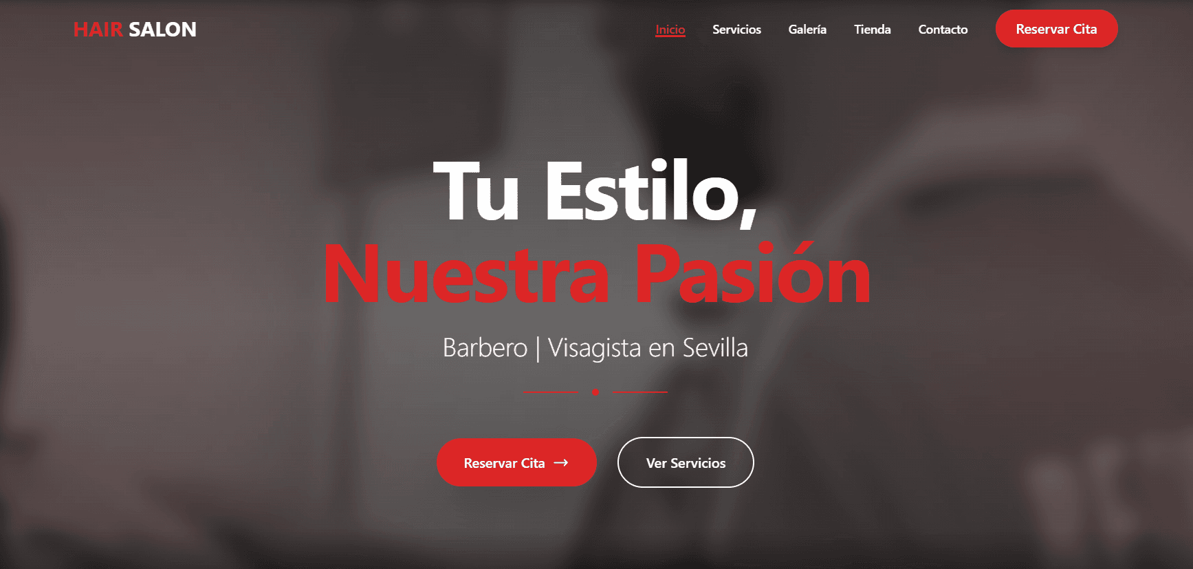 Página de Presentación Premium - Hair Salon